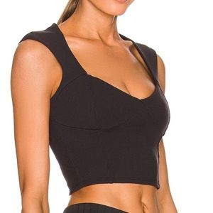 ALO Yoga Ribbed Sweetheart Top in Black